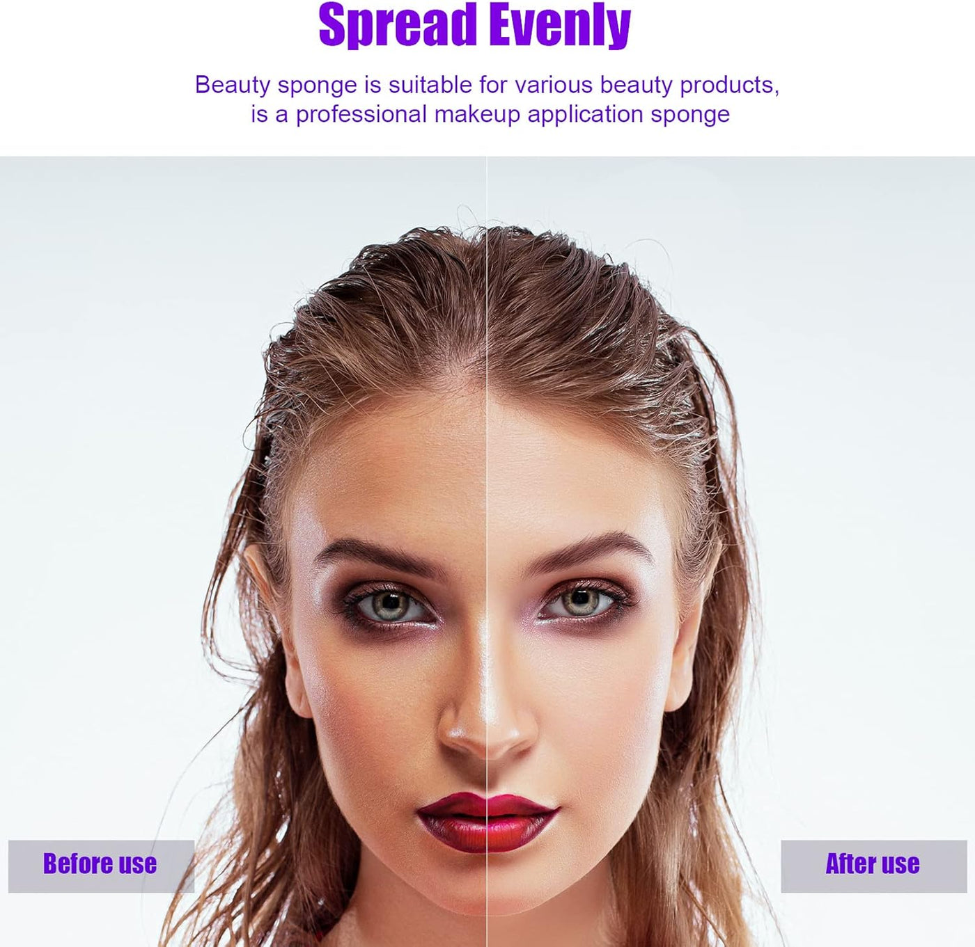 4 Pcs Makeup Sponge Beauty Blender Set - Sponges for Foundation with Egg Case and 1 Holder, Flawless for Cream, Powder Liquid (4Pcs,Purple)