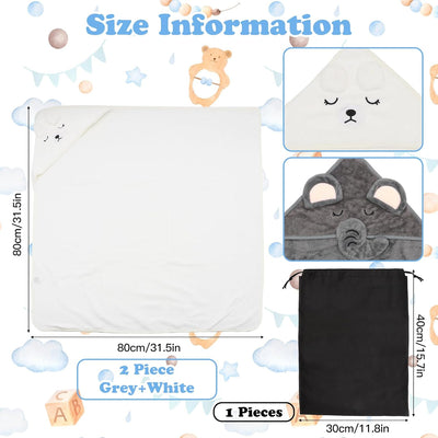 2 PCS Baby Hooded Towels Newborn, 80*80 CM Hooded Baby Towel Girl Boy, Ultra Soft Hooded Bath Towel for Baby, Absorbent Newborn Essentials Baby Bath Towel, Baby Towels with 30*40 CM Storage Bag
