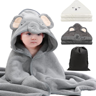 2 PCS Baby Hooded Towels Newborn, 80*80 CM Hooded Baby Towel Girl Boy, Ultra Soft Hooded Bath Towel for Baby, Absorbent Newborn Essentials Baby Bath Towel, Baby Towels with 30*40 CM Storage Bag