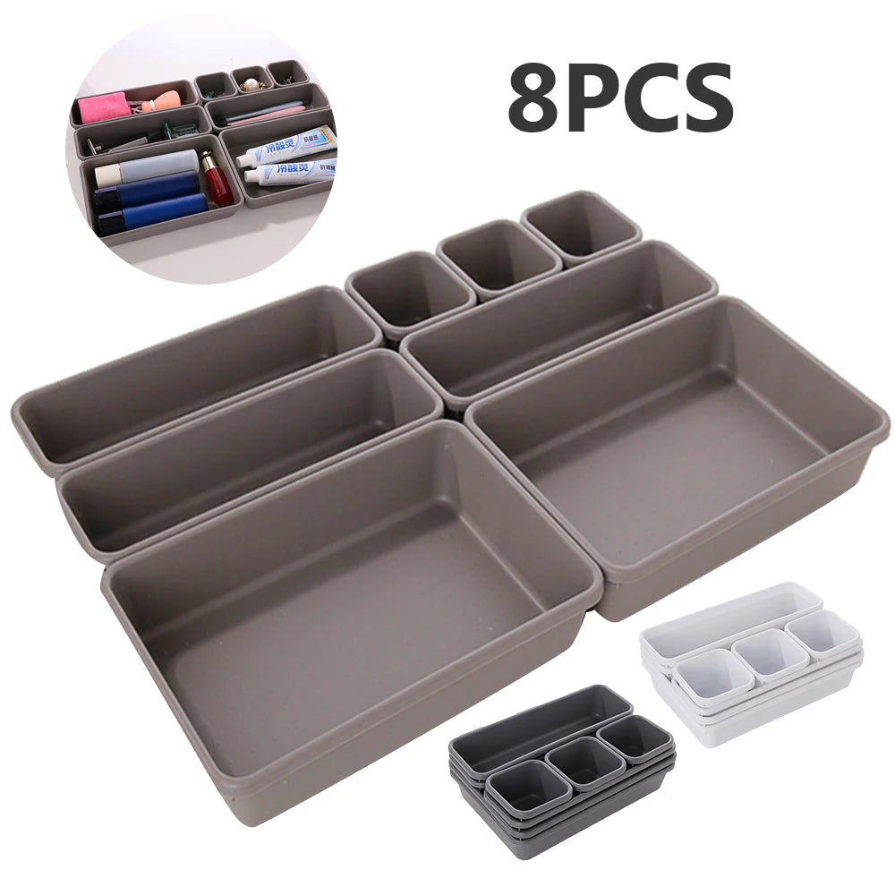 8pc/set Kitchen Utensil Drawer Storage Organizer Box Drawer Make Up Brush and Jewelry Holder Stationery Storage