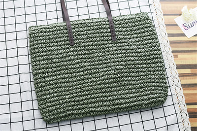 Women Handbag Summer Beach Bag Rattan Woven Handmade Knitted Straw Large Capacity Totes Leather Women Shoulder Bag Bohemia New