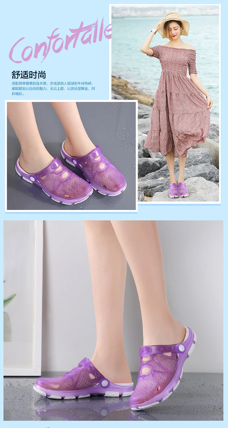 2020 blue Clogs Women Sandals  Shoe EVA Lightweight Unisex Colorful Shoes Outdoor  Wading Summer Beach Sandles