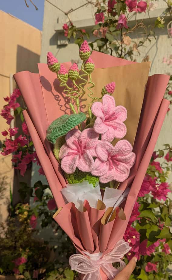 Plumeria Crochet Flower Bouquet – Handmade Everlasting Gift