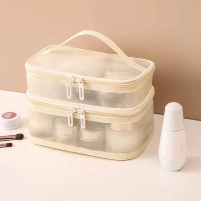 Women's Transparent Mesh Travel Cosmetic Bag Makeup and Toiletries Kit Storage Bag Make Up Organizer Bag