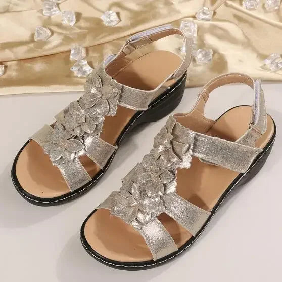 Shoes for Women's Summer  Fashion Flower Round Toe Sandals Women Platform Wedge Sandals Women Roman Comfort Sandalias