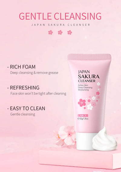 LAIKOU Facial Foaming Cleanser Deeply Cleansing Oil Control Moisturizing Blackhead Removal Skin Care Face Wash Foam Cleanser