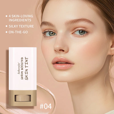Foundation Stick  Serum Boosted Skin Tint Balm Silky Texture Moisturizing Coverage Plumper Natural Even Skin Tone Travel Makeup