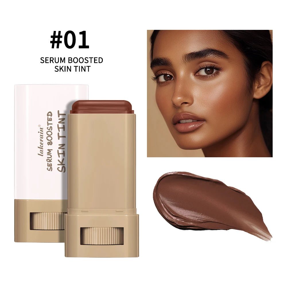 Foundation Stick  Serum Boosted Skin Tint Balm Silky Texture Moisturizing Coverage Plumper Natural Even Skin Tone Travel Makeup