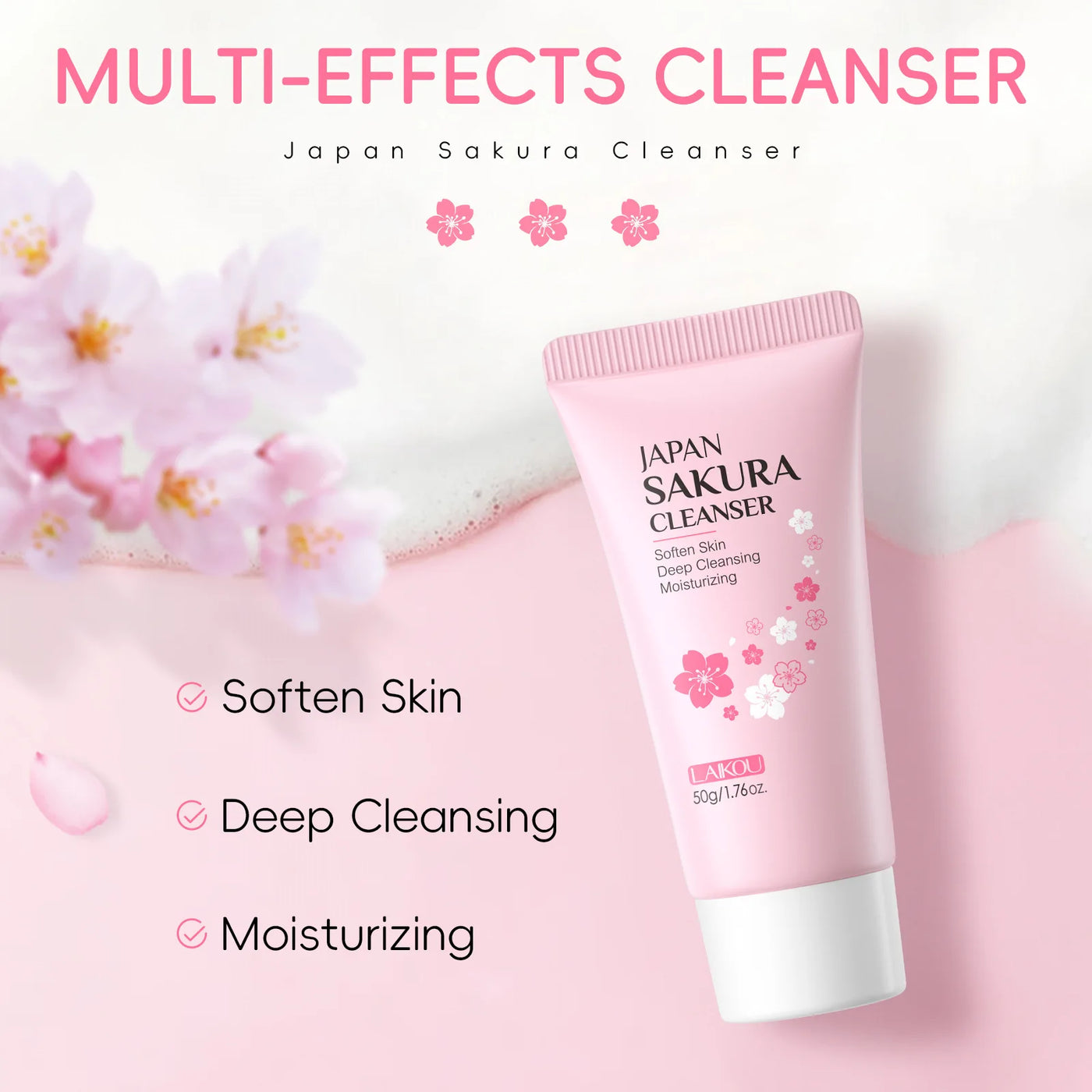 Sakura Cleanser Rich Foam Deep Clean Remove Grease Improve Oily Face Wash Cream Gentle Moisturizing Remove Blackhead CleanserSak