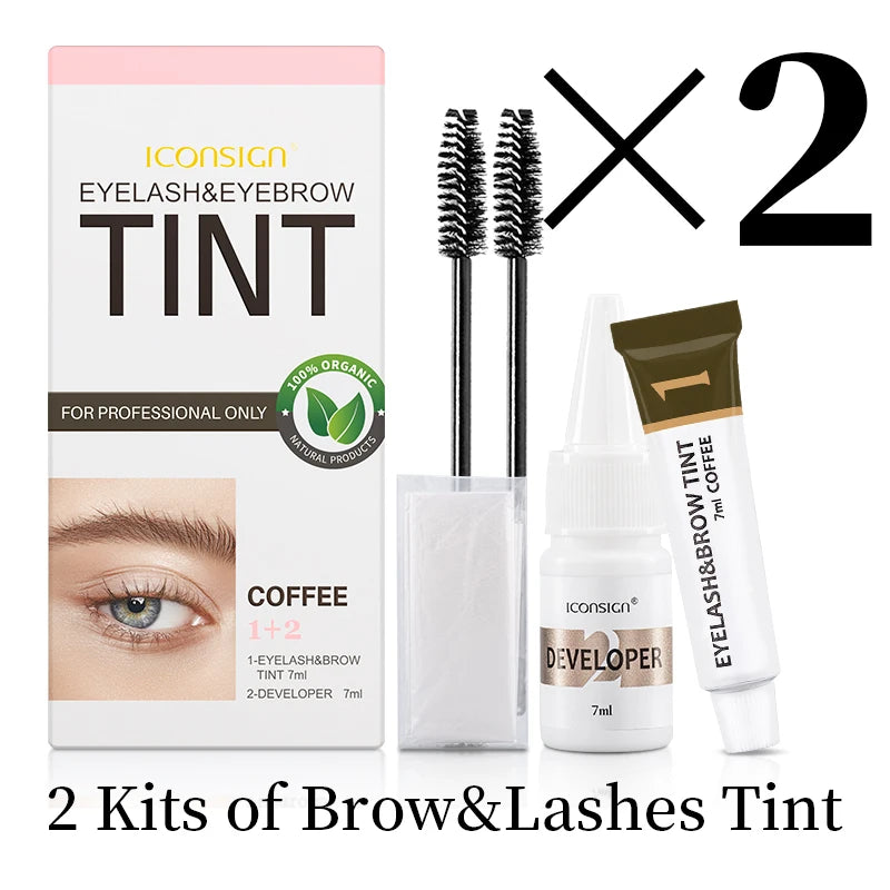 ICONSIGN Eyelash Tint Eyebrow Tint Kit Waterproof 15 Mins Fast Dye Brow Enhance Brow Dye Lash Can Keep Long Lasting Makeup Tools