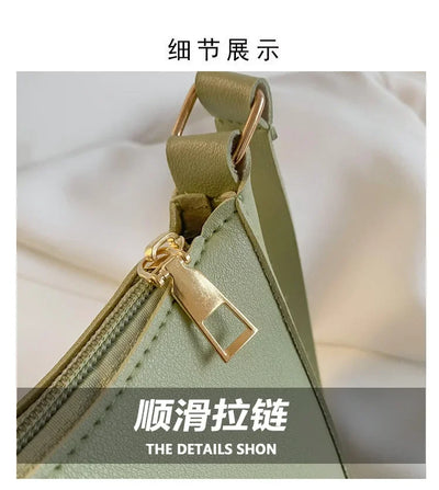 New Women's Handbag Fashionable Retro Solid Color Shoulder Bag PU Leather Casual Women's Hobos Handbag