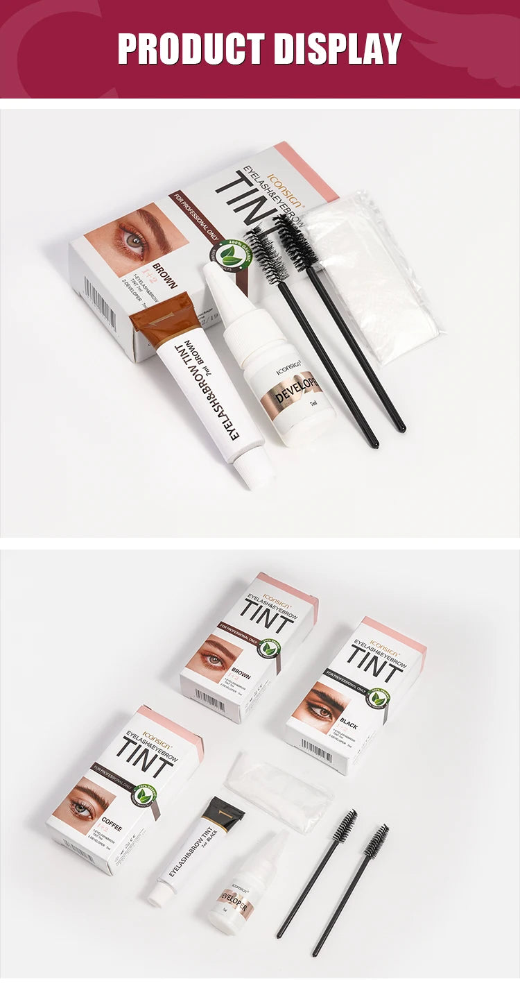 ICONSIGN Eyelash Tint Eyebrow Tint Kit Waterproof 15 Mins Fast Dye Brow Enhance Brow Dye Lash Can Keep Long Lasting Makeup Tools