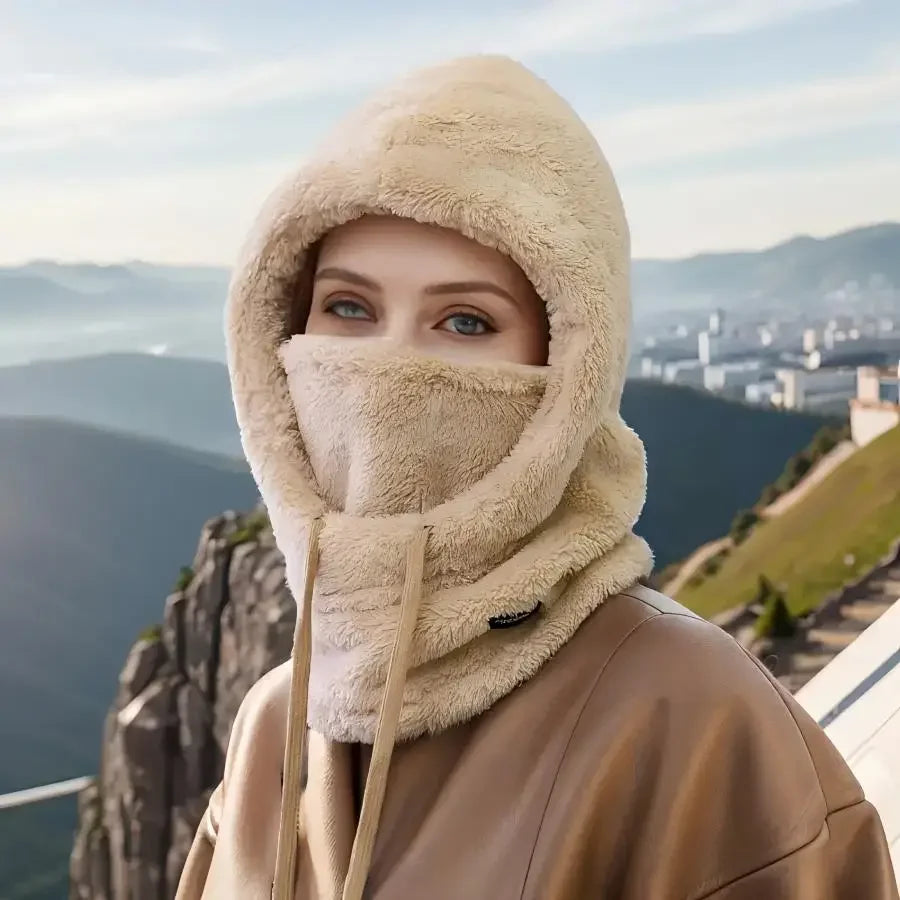 Adjustable Winter Balaclava Hat with Sherpa Hood and Windproof Ski Face Cover for Men and Women