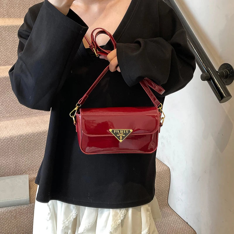 Beautiful High-End Crossbody Handbag for Women Featuring Minimalist Leather Solid Color Trendy Design and Logo