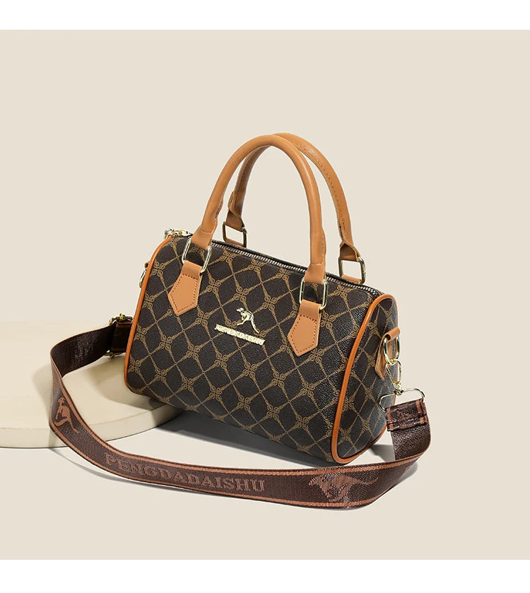 Boston women's handbag, women's single shoulder messenger bag, simple and versatile, large capacity, middle-aged mother's