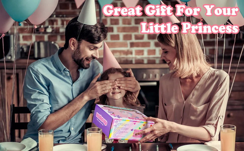 Children's make-up set for girls, 27 pieces washable cosmetic set with make-up case for children, role play toy and present