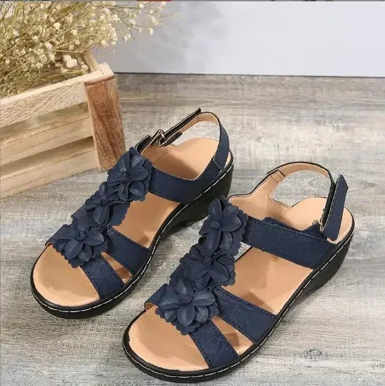 Shoes for Women's Summer  Fashion Flower Round Toe Sandals Women Platform Wedge Sandals Women Roman Comfort Sandalias