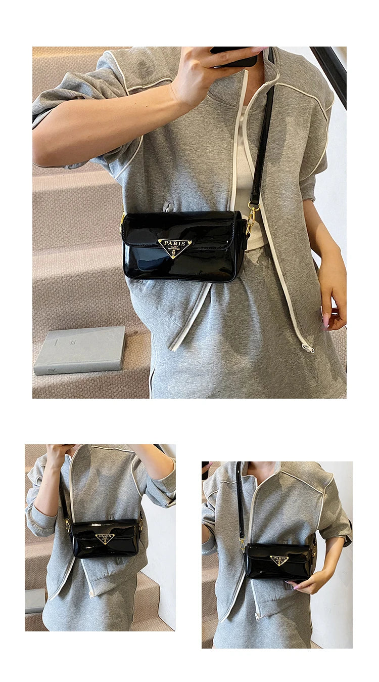 Beautiful High-End Crossbody Handbag for Women Featuring Minimalist Leather Solid Color Trendy Design and Logo