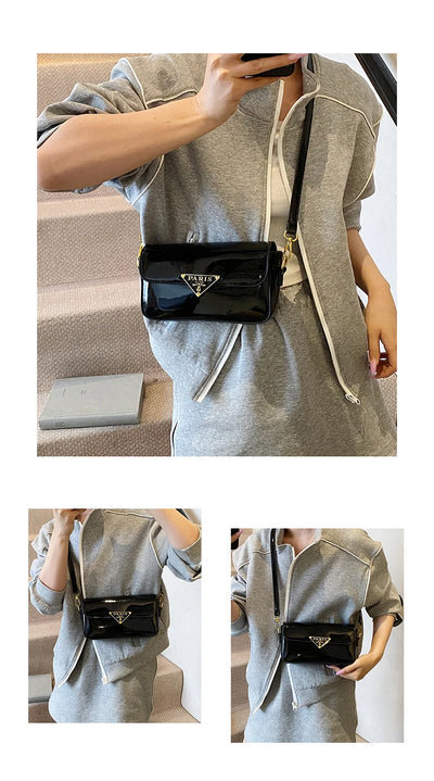Beautiful High-End Crossbody Handbag for Women Featuring Minimalist Leather Solid Color Trendy Design and Logo