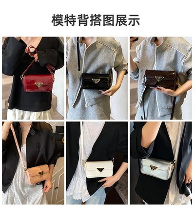 Beautiful High-End Crossbody Handbag for Women Featuring Minimalist Leather Solid Color Trendy Design and Logo