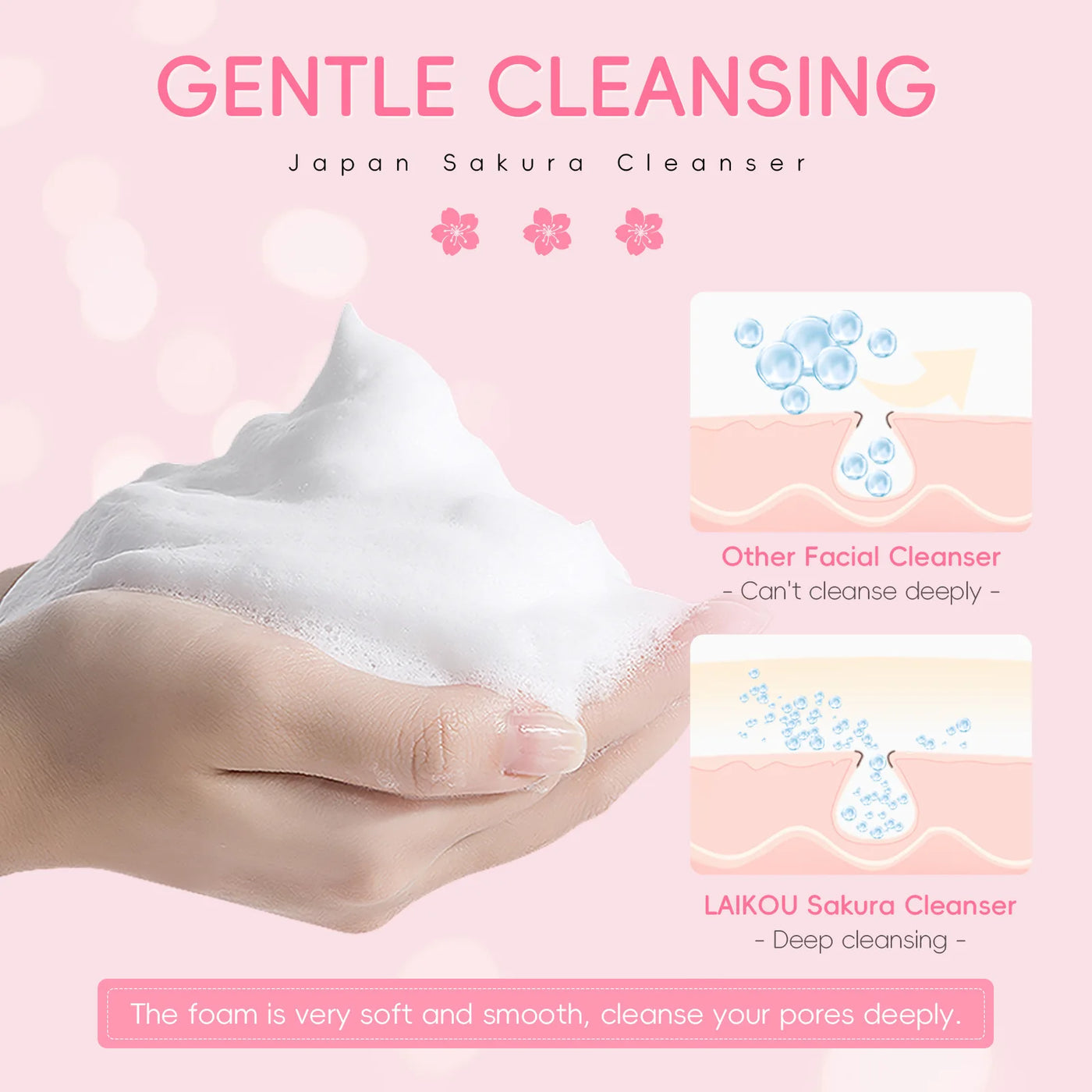 Sakura Cleanser Rich Foam Deep Clean Remove Grease Improve Oily Face Wash Cream Gentle Moisturizing Remove Blackhead CleanserSak