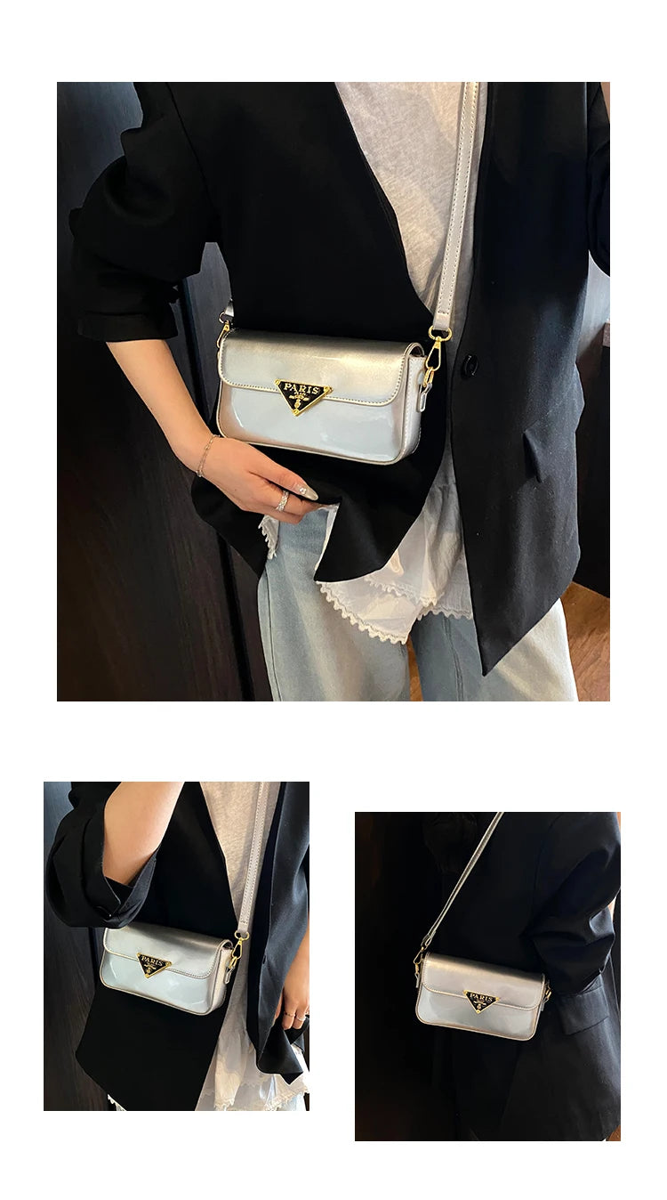 Beautiful High-End Crossbody Handbag for Women Featuring Minimalist Leather Solid Color Trendy Design and Logo