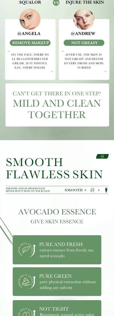 SAODER Avocado Facial Cleanser Face Wash Foam Face Cleanser Moisturizing Exfoliating Facial Cleansing Face Skin Care Products