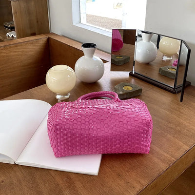 Women's PP Hand Woven Handbag Summer Large Capacity Bali Seaside Travel Beach Tote Bag Daily Reusable Shopping Handbag 2024 Hot