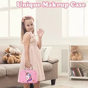 Children's make-up set for girls, 27 pieces washable cosmetic set with make-up case for children, role play toy and present