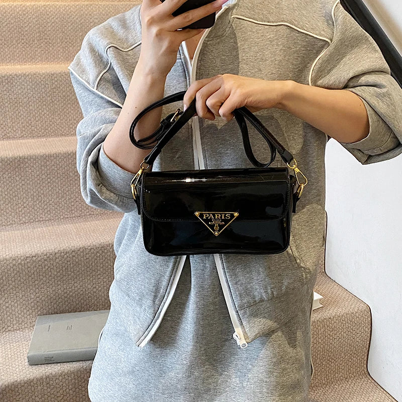 Beautiful High-End Crossbody Handbag for Women Featuring Minimalist Leather Solid Color Trendy Design and Logo