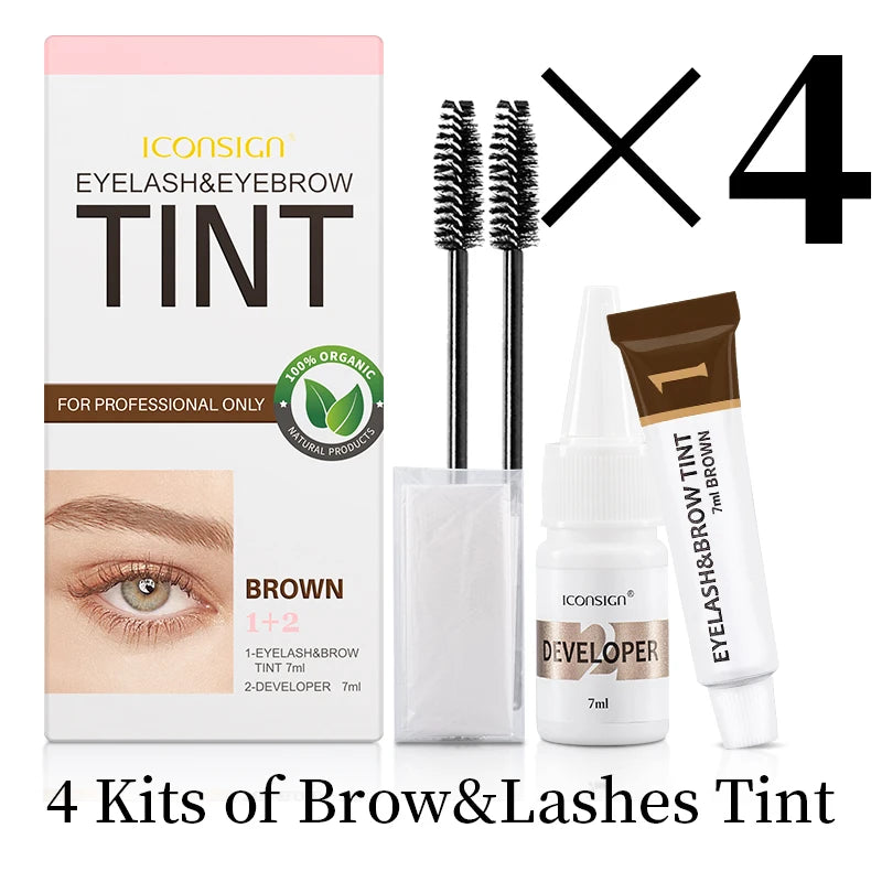 ICONSIGN Eyelash Tint Eyebrow Tint Kit Waterproof 15 Mins Fast Dye Brow Enhance Brow Dye Lash Can Keep Long Lasting Makeup Tools