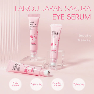 LAIKOU Sakura Eye Serum Roller Massage Hyaluronic Acid Skin Care Eye Bags Cream Moisturizing Dark Circles 15ml