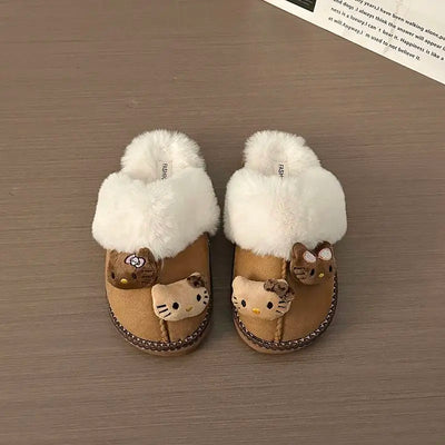 Hello Kitty Plush Slippers Sanrio Anime Y2k Women Cotton Slipper Cute Warm Home Shoes Outdoors Thick Soled Shoes Girls Gift