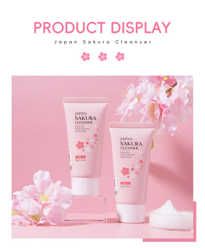 Sakura Cleanser Rich Foam Deep Clean Remove Grease Improve Oily Face Wash Cream Gentle Moisturizing Remove Blackhead CleanserSak