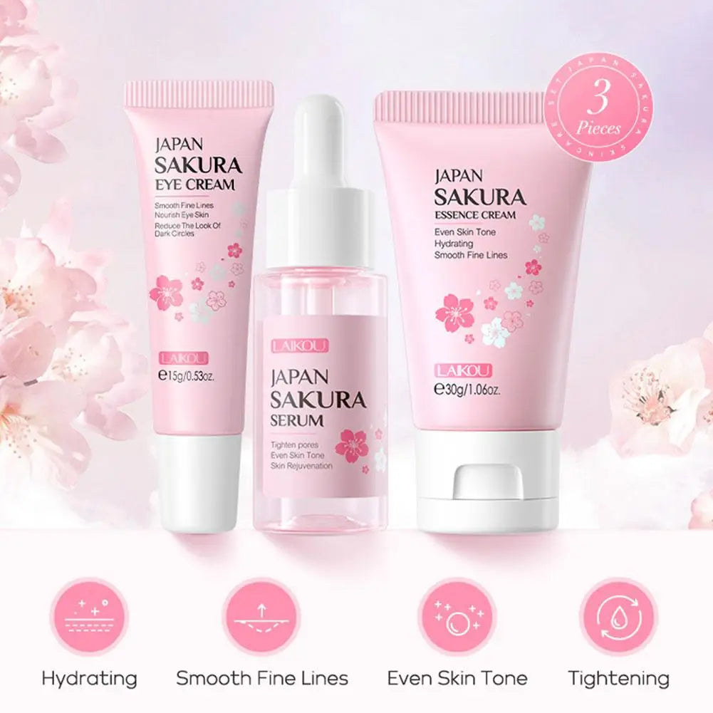 5/3pcs/Set Sakura Skin Care Sets Face Cream Serum Toner Facial Cleanser Sunscreen Eye Cream Gift Box Face Skin Care Set Product