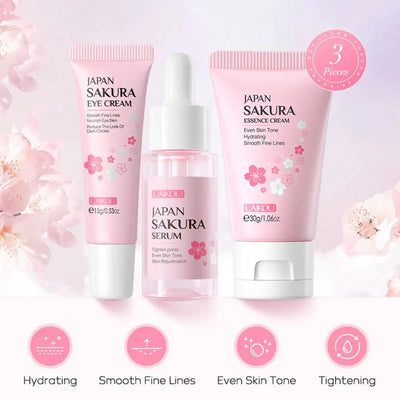 5/3pcs/Set Sakura Skin Care Sets Face Cream Serum Toner Facial Cleanser Sunscreen Eye Cream Gift Box Face Skin Care Set Product