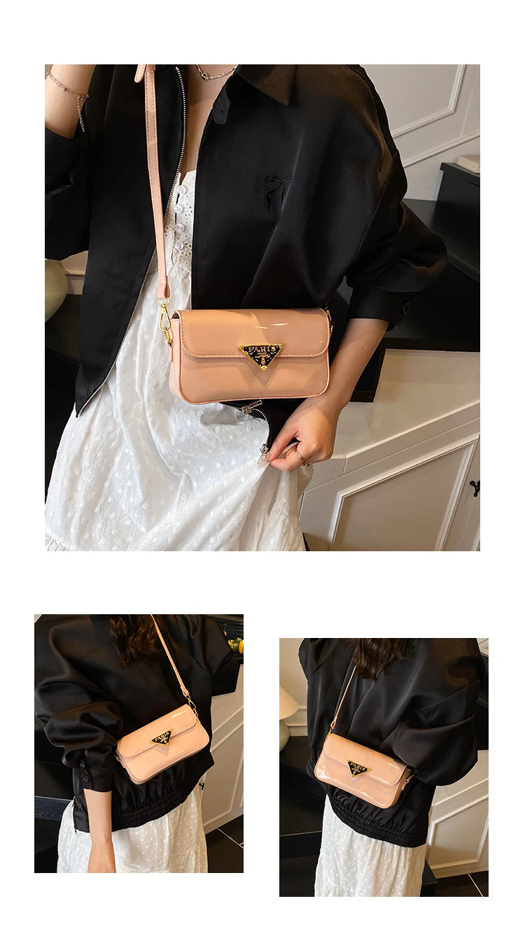 Beautiful High-End Crossbody Handbag for Women Featuring Minimalist Leather Solid Color Trendy Design and Logo