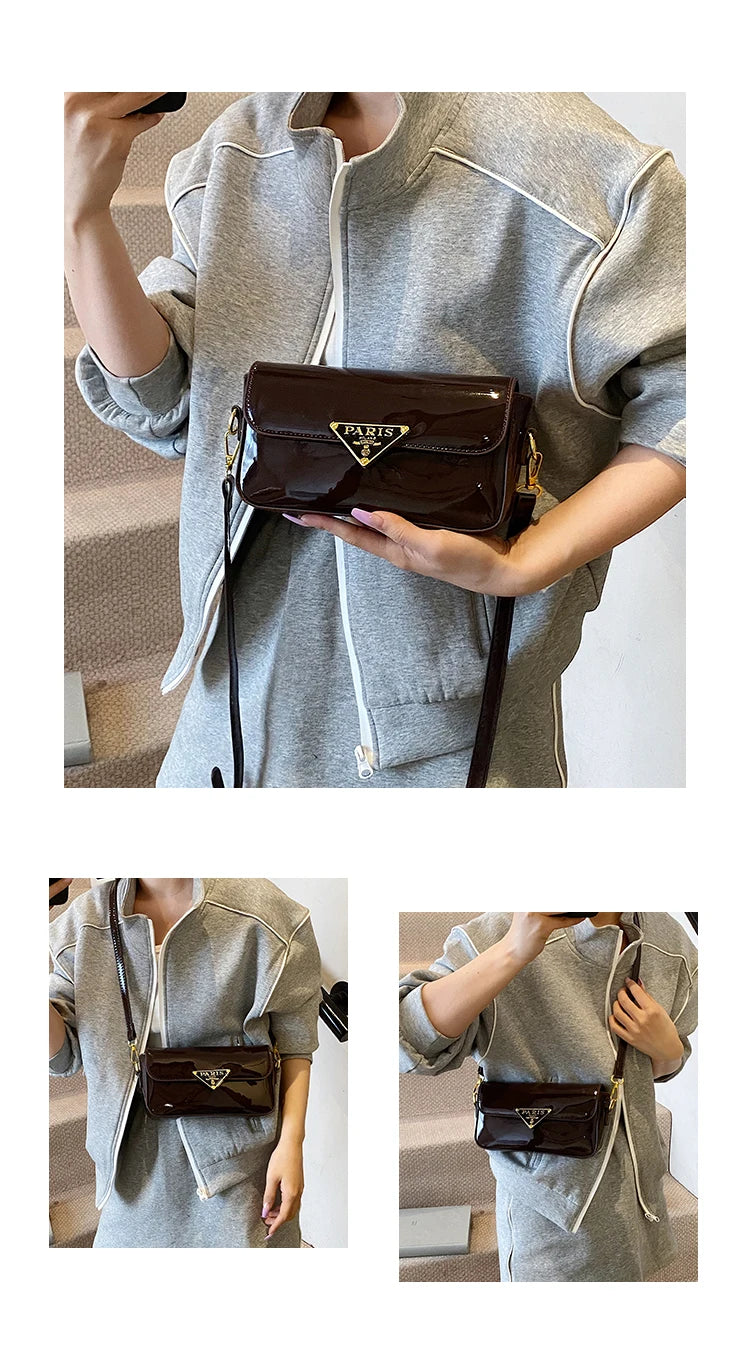Beautiful High-End Crossbody Handbag for Women Featuring Minimalist Leather Solid Color Trendy Design and Logo