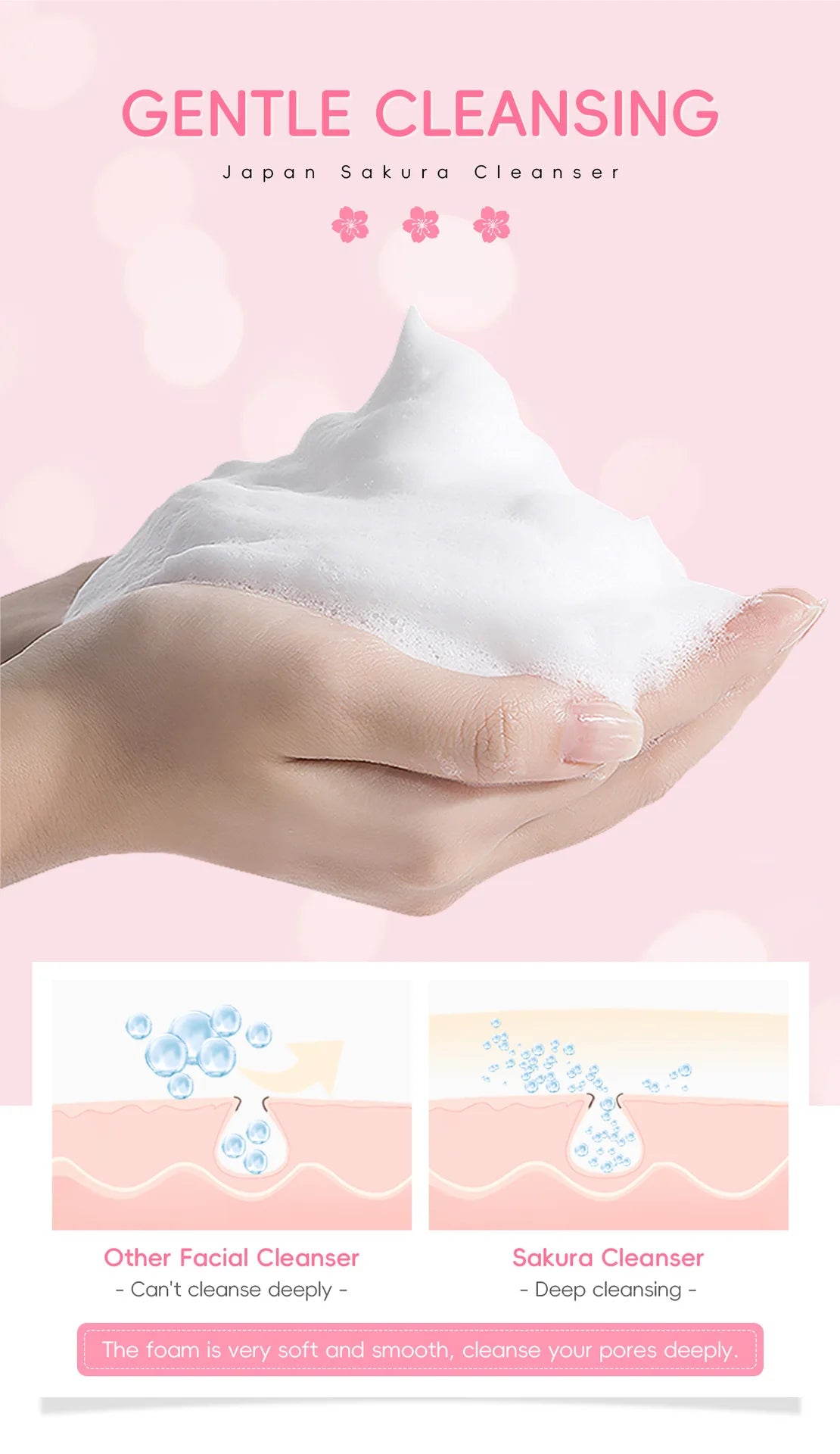 Sakura Cleanser Rich Foam Deep Clean Remove Grease Improve Oily Face Wash Cream Gentle Moisturizing Remove Blackhead CleanserSak
