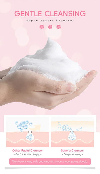 Sakura Cleanser Rich Foam Deep Clean Remove Grease Improve Oily Face Wash Cream Gentle Moisturizing Remove Blackhead CleanserSak