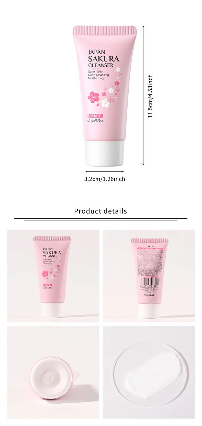 LAIKOU Facial Foaming Cleanser Deeply Cleansing Oil Control Moisturizing Blackhead Removal Skin Care Face Wash Foam Cleanser