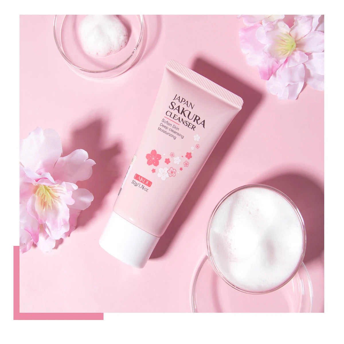 Sakura Cleanser Rich Foam Deep Clean Remove Grease Improve Oily Face Wash Cream Gentle Moisturizing Remove Blackhead CleanserSak
