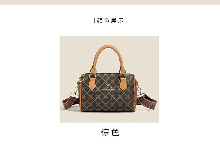 Boston women's handbag, women's single shoulder messenger bag, simple and versatile, large capacity, middle-aged mother's