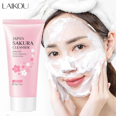 LAIKOU Facial Foaming Cleanser Deeply Cleansing Oil Control Moisturizing Blackhead Removal Skin Care Face Wash Foam Cleanser