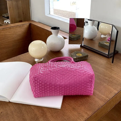 Women's PP Hand Woven Handbag Summer Large Capacity Bali Seaside Travel Beach Tote Bag Daily Reusable Shopping Handbag 2024 Hot