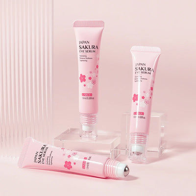 LAIKOU Sakura Eye Serum Roller Massage Hyaluronic Acid Skin Care Eye Bags Cream Moisturizing Dark Circles 15ml