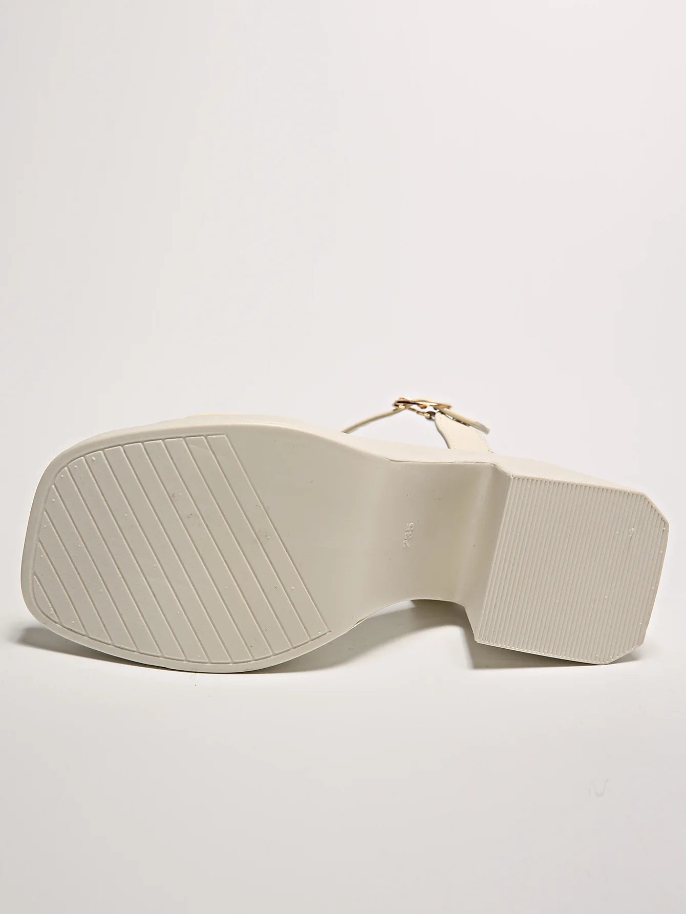 Women's thick sole sandals solid color casual shoes one line buckle high heel sandals women's wedge shaped fish mouth shoes