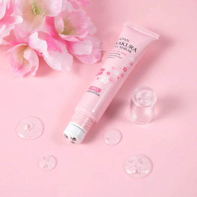 LAIKOU Sakura Eye Serum Roller Massage Hyaluronic Acid Skin Care Eye Bags Cream Moisturizing Dark Circles 15ml