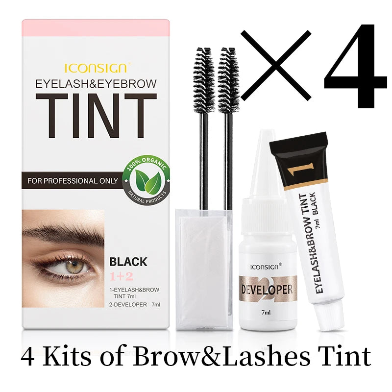 ICONSIGN Eyelash Tint Eyebrow Tint Kit Waterproof 15 Mins Fast Dye Brow Enhance Brow Dye Lash Can Keep Long Lasting Makeup Tools