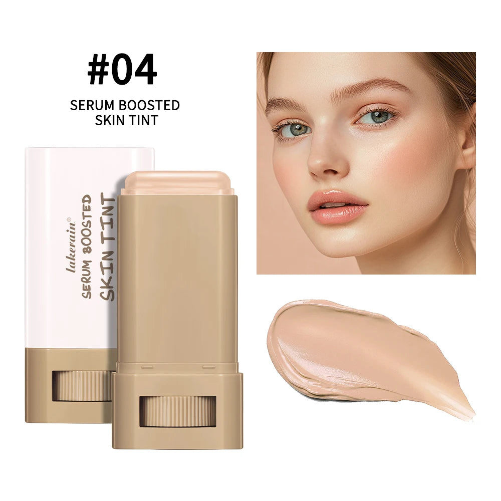 Foundation Stick  Serum Boosted Skin Tint Balm Silky Texture Moisturizing Coverage Plumper Natural Even Skin Tone Travel Makeup